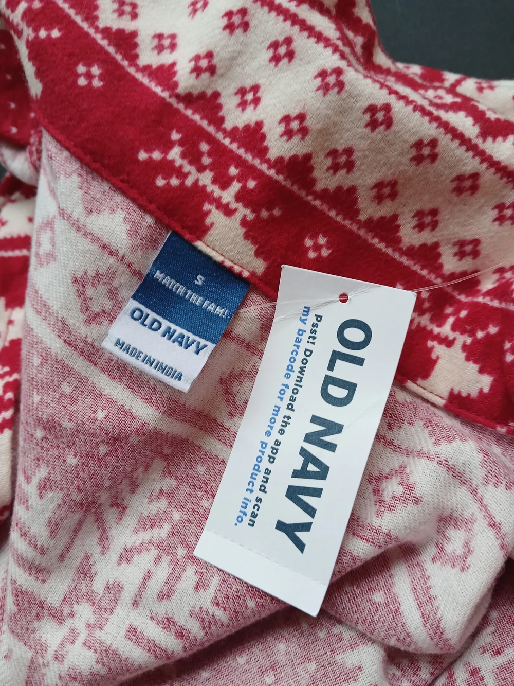 Old Navy Red and White Flannel Pajama Top Size Small NWT